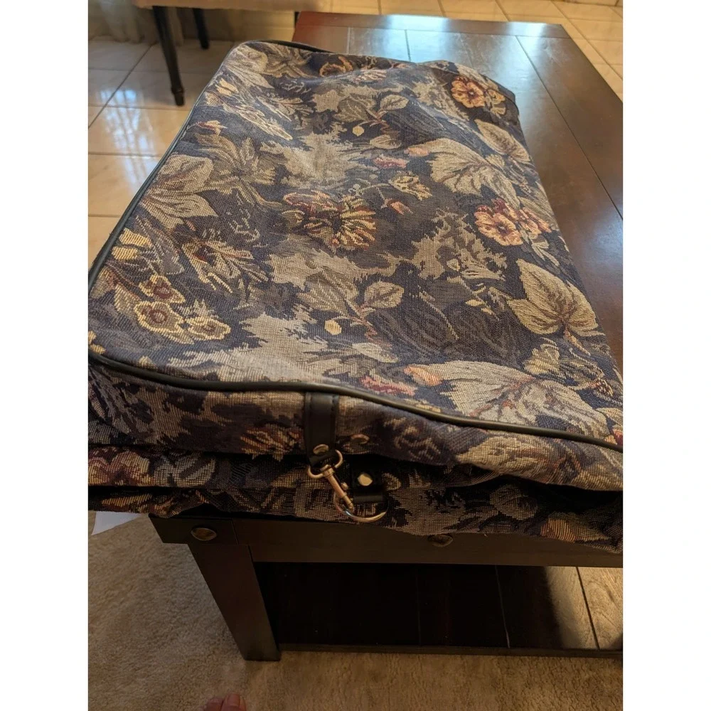 Vintage Jaguar Luggage Floral Tapestry Garment Bag with Hanging Hook Shoe Sleeve